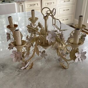 Elegant Cream Floral Candle Holder Chandelier